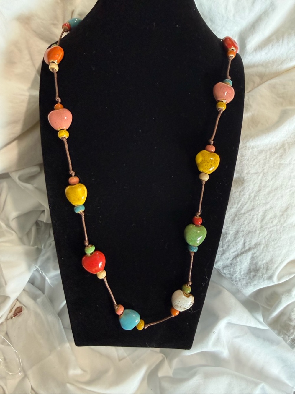 Colorful Ceramic Heart Necklace - Multicolor Women Jewelry